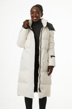 Load image into Gallery viewer, Fria Long Down Coat | White &amp; Black
