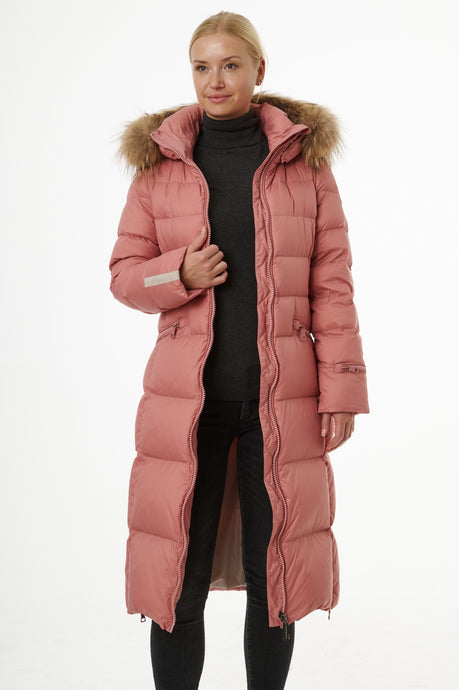 Iclyn Long Down Coat | Dusty Rose/Linen