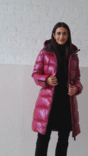 Load and play video in Gallery viewer, Frysa Down Coat | Dark Lipstick Red
