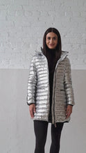 Load and play video in Gallery viewer, Shannon Vegan Down Coat | Metallic Silver
