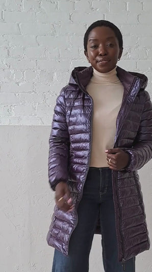 Julie Vegan Down Coat | Aubergine